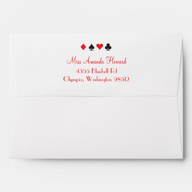 Destiny Las Vegas Wedding Invitation Red Black Envelopes (Back (Top Flap))