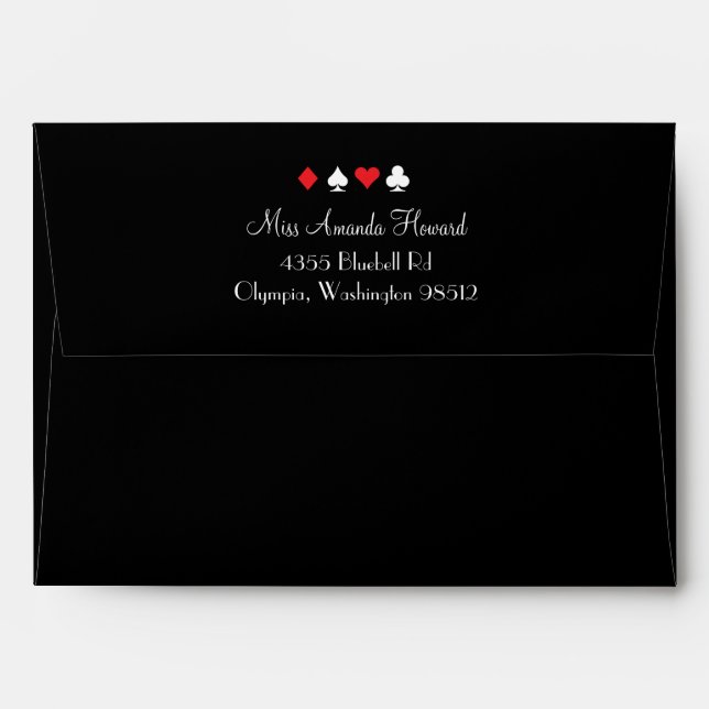 Destiny Las Vegas Wedding Invitation Red Black Envelopes (Back (Top Flap))