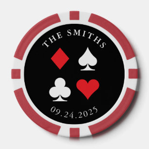 Destiny Personalised Wedding Favour Gift Black Red Poker Chips