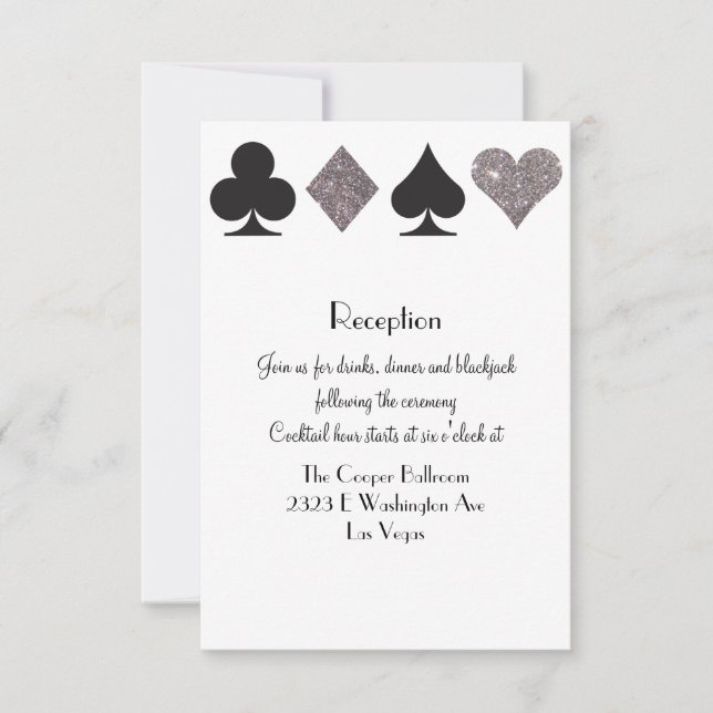 Destiny Vegas Reception Faux Silver Glitter Invitation (Front)