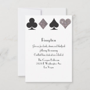 Destiny Vegas Reception Faux Silver Glitter Invitation