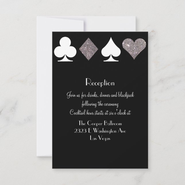 Destiny Vegas Reception Faux Silver Glitter Invitation (Front)