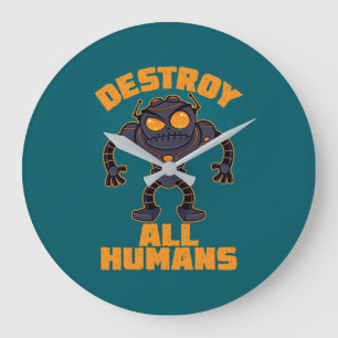 Destroy All Humans Angry Robot Large Clock