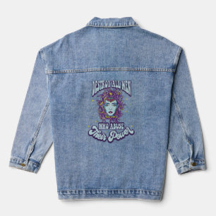 Destroy All Men Who Abuse Their Power Medusa Greek Denim Jacket
