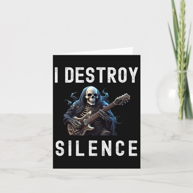 Destroy Silence Ghost Guitar Funny Guitar  Card (Front)