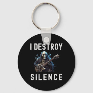 Destroy Silence Ghost Guitar Funny Guitar Key Ring