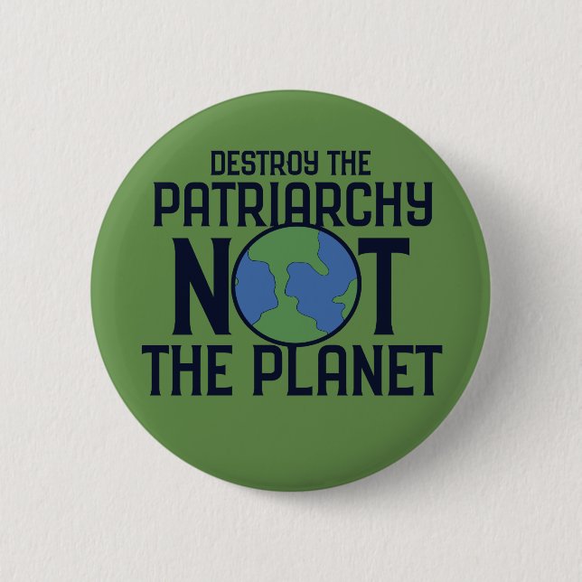 Destroy the Patriarchy not the Planet Earth Day 6 Cm Round Badge (Front)