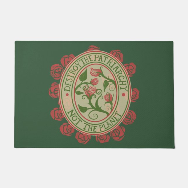 Destroy the patriarchy not the planet Feminist Doormat (Front)