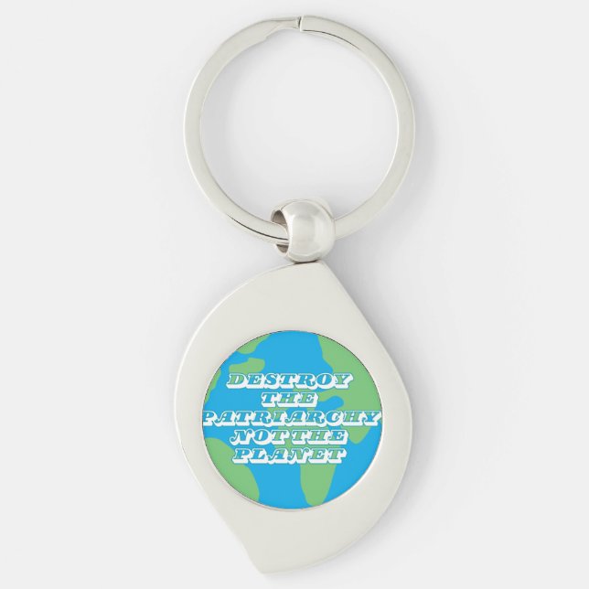 Destroy The Patriarchy Not The Planet Key Ring (Front)