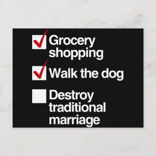 DESTROY TRADITIONAL MARRIAGE POSTCARD