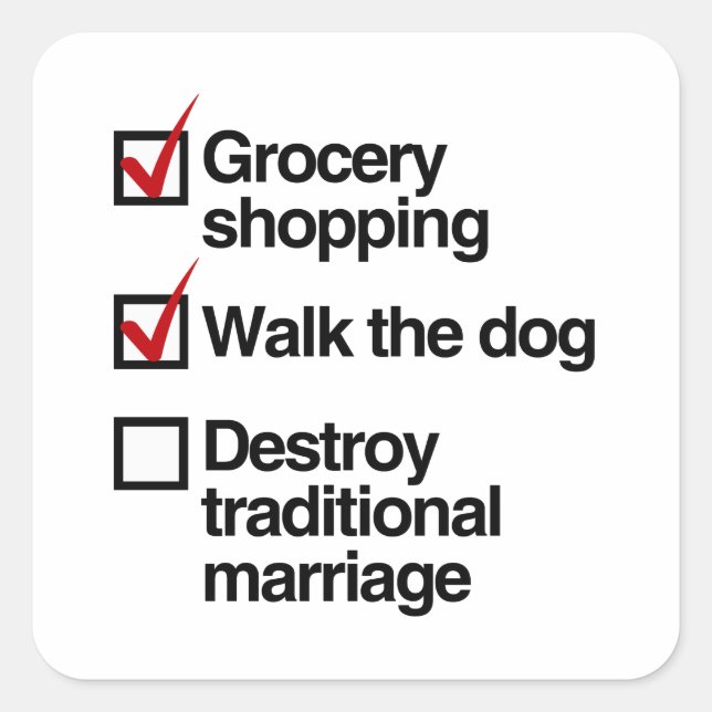 DESTROY TRADITIONAL MARRIAGE SQUARE STICKER (Front)