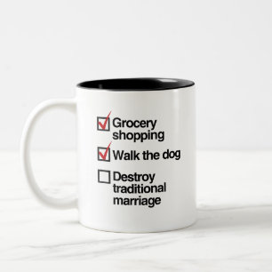 DESTROY TRADITIONAL MARRIAGE Two-Tone COFFEE MUG
