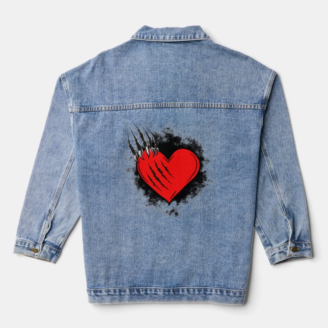 Destroyed heart denim jacket (Back)