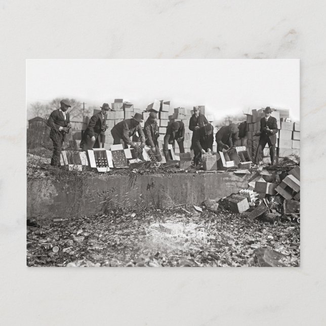 Destroying Bootleg Liquor, 1923 Postcard (Front)