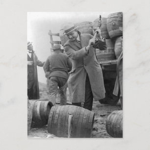 Destroying Kegs of Beer, 1924 Postcard