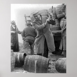 Destroying Kegs of Beer, 1924. Vintage Photo Poster