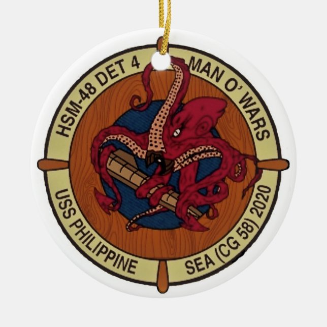 Det 4 Christmas at Sea Ceramic Ornament (Front)