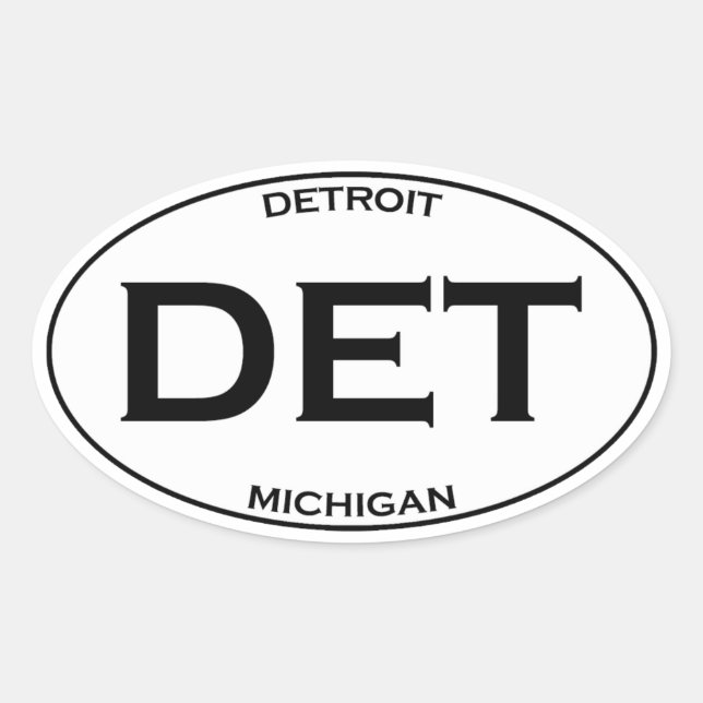 DET - Detroit Michigan Oval Sticker (Front)