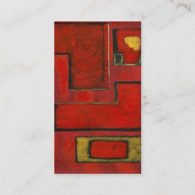 Detached Abstract Geometric Art Red Black Painting Business Card (Front)