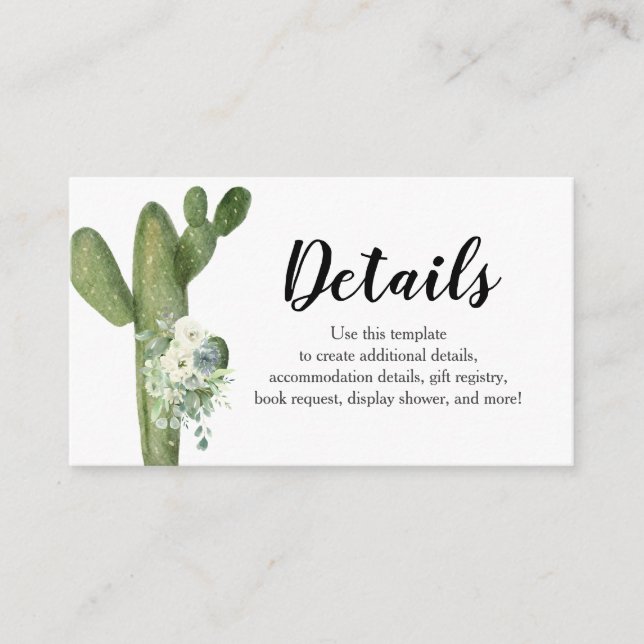 Detail Cactus White Flowers Taco bout Love  Enclosure Card (Front)