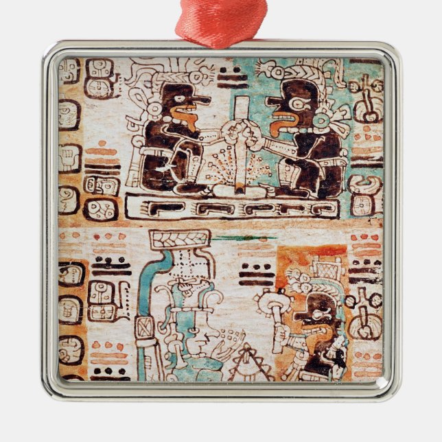 Detail from a Mayan codex Metal Ornament (Front)