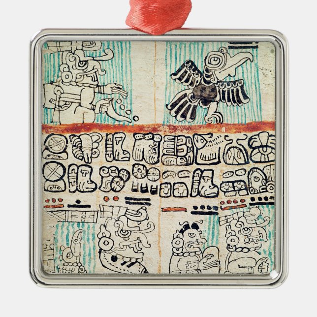 Detail from a Mayan codex Metal Tree Decoration (Front)