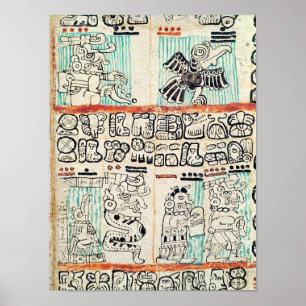 Detail from a Mayan codex Poster