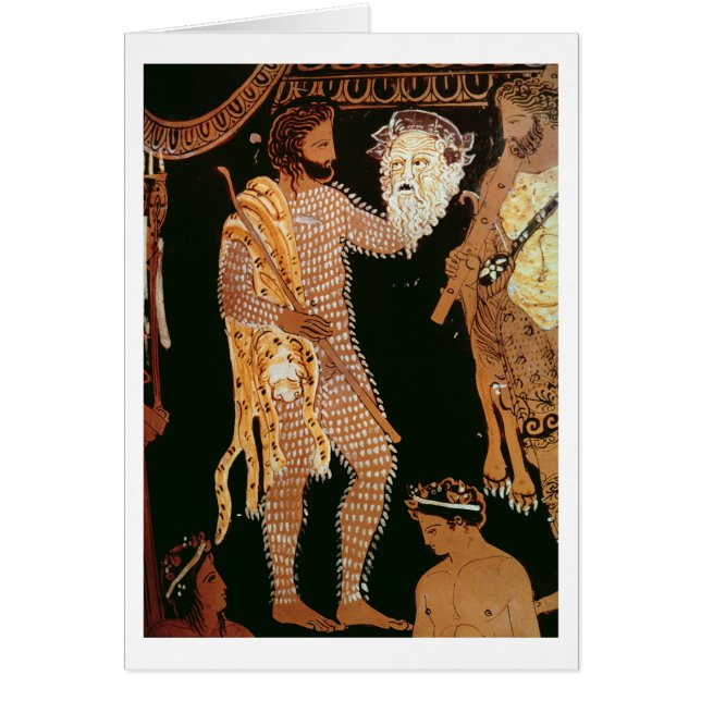 Detail from a red-figure vase showing an actor hol (Front)