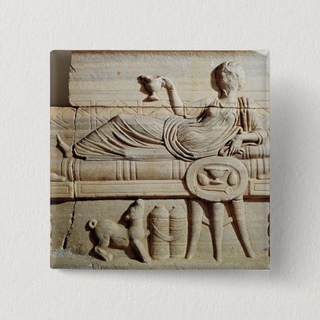 Detail from a sarcophagus 15 cm square badge (Front)