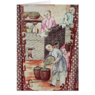 Detail from a vase depicting drying tea