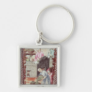 Detail from a vase depicting drying tea key ring