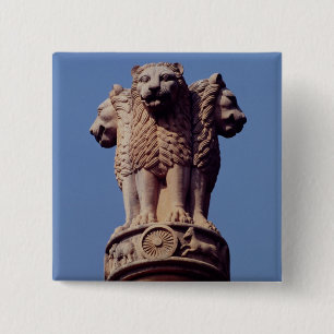 Detail from an Ashoka Pillar 15 Cm Square Badge