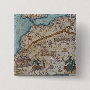 Detail from the Catalan Atlas, 1375 15 Cm Square Badge