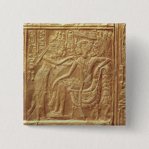 Detail from the little shrine of Tutankhamun 15 Cm Square Badge