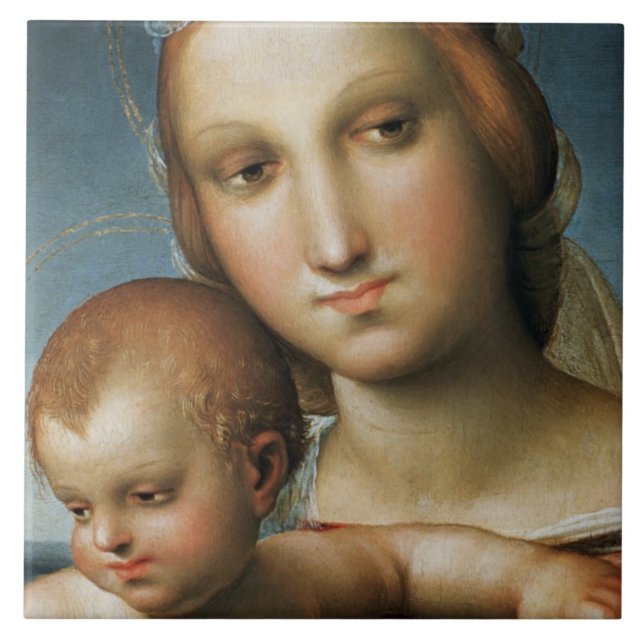 Detail from <Virgin and Child> Attributed to Rapha Ceramic Tile (Front)