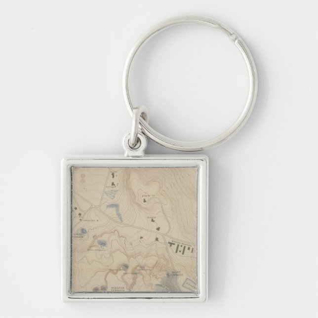 Detail Map of Mammoth Hot Springs Key Ring (Front)