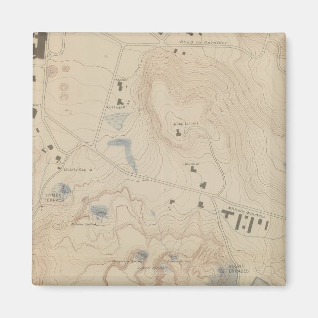 Detail Map of Mammoth Hot Springs Magnet (Front)