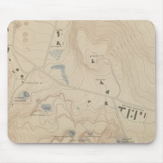 Detail Map of Mammoth Hot Springs Mouse Pad (Front)