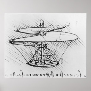 Detail of a design for a flying machine, c.1488 poster