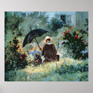 Detail of a Gentleman reading in a garden Poster