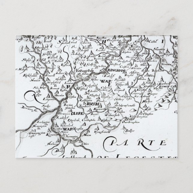 Detail of a map of the county of postcard (Front)