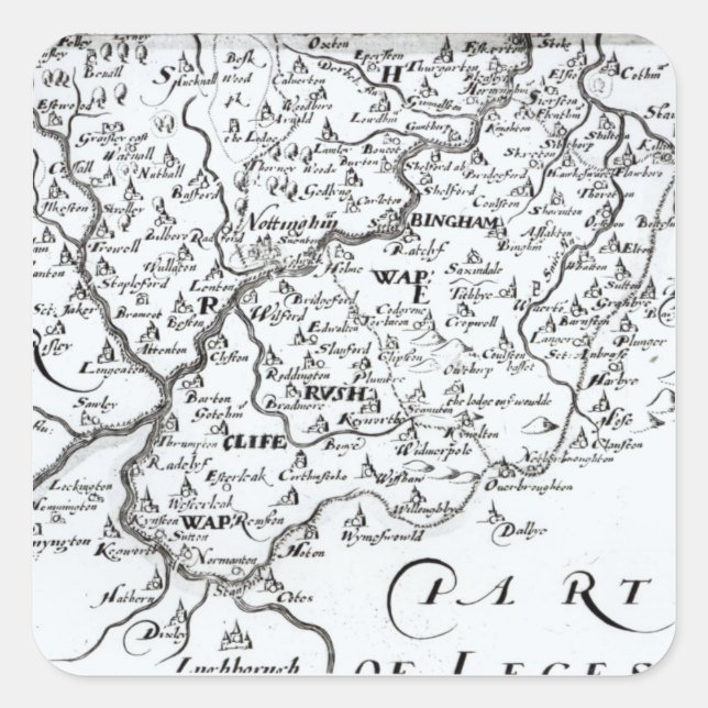 Detail of a map of the county of square sticker (Front)