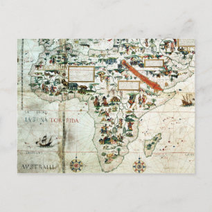 Detail of a map of the world showing Africa Postcard