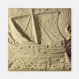 Detail of a relief of a boat, from a sarcophagus magnet