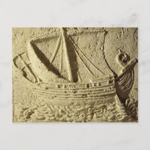 Detail of a relief of a boat, from a sarcophagus postcard