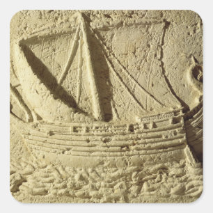 Detail of a relief of a boat, from a sarcophagus square sticker