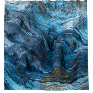 Detail of a rock with variants of blue. Rock full Shower Curtain