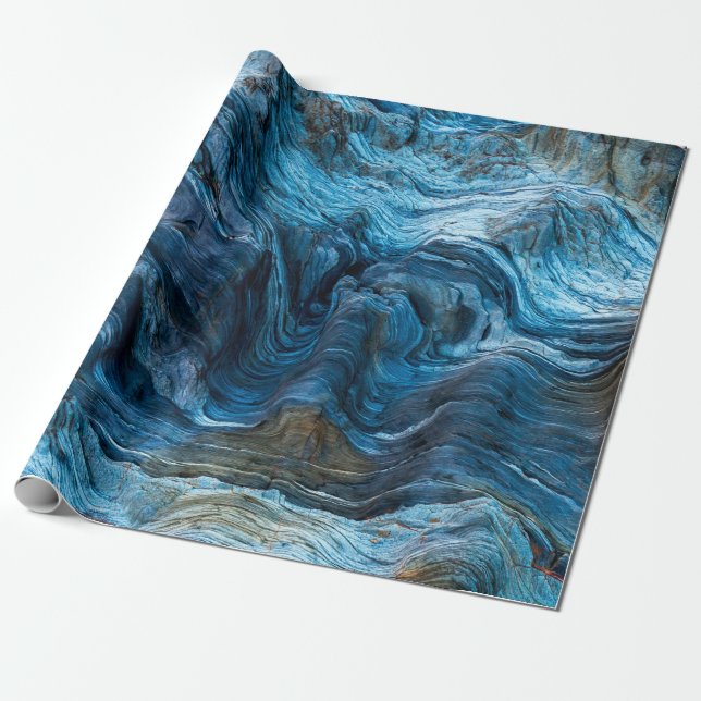 Detail of a rock with variants of blue. Rock full  Wrapping Paper (Unrolled)