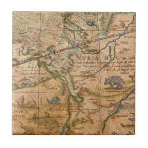 Detail of Africa from a Globe Ceramic Tile