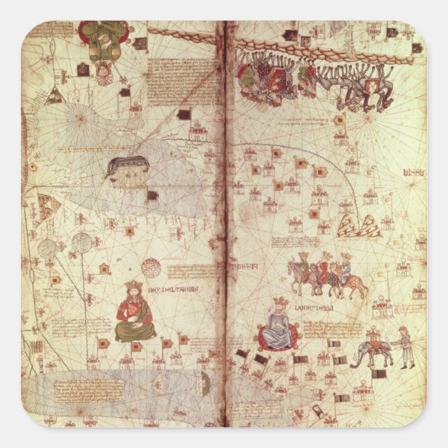 Detail of Asia from the Catalan Square Sticker (Front)